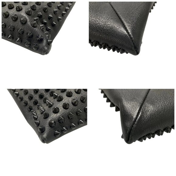 Auth CHRISTIAN LOUBOUTIN Peter Pouch Black Leather Clutch Bag - Picture 16 of 16